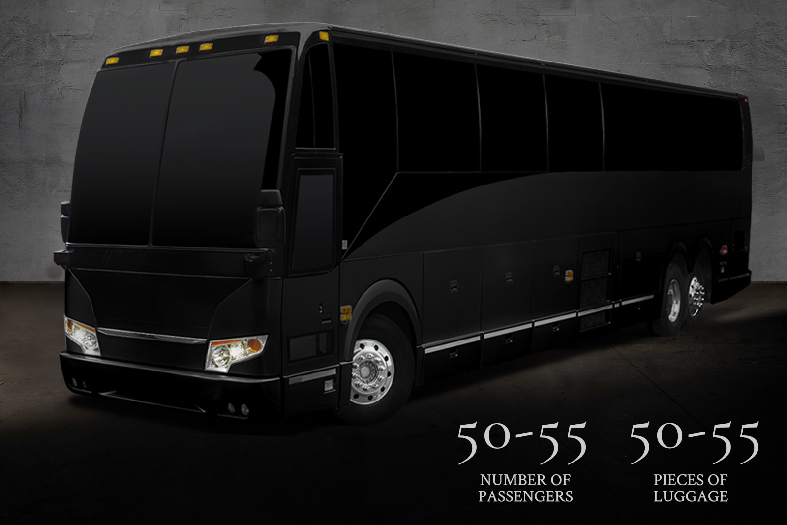 Prestige motor coach, a perfect limo rental for up to 55 people.